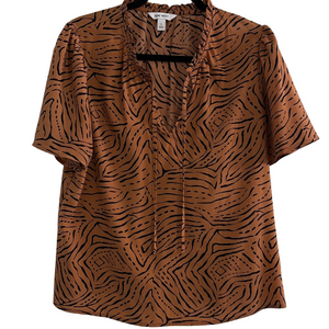 Nine West Tan Abstract Print Top | Size L